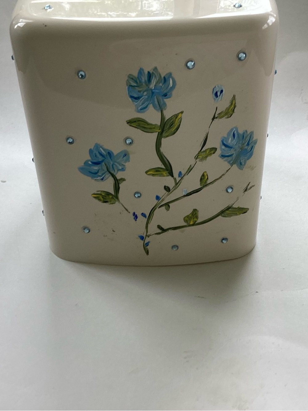 Hand-Painted Blue Floral Ceramic Vase